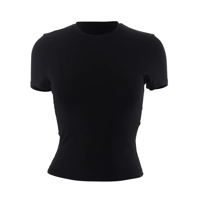 Casual Solid Color Cropped T-Shirt for Women