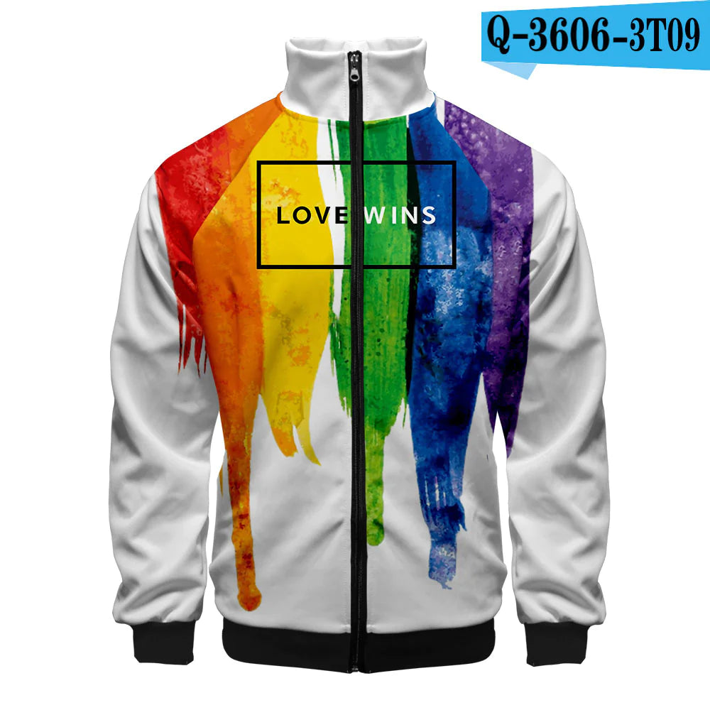 LGBT Casual 3D Digital Zip Hoodie for Men