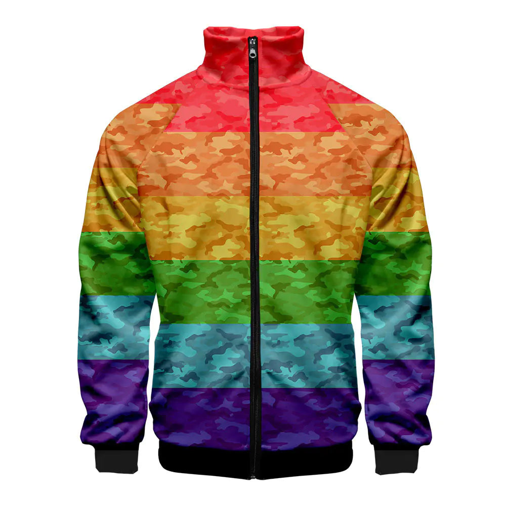 LGBT Casual 3D Digital Zip Hoodie for Men