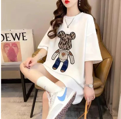 Casual Loose Women's Short Sleeve Rabbit T-Shirt