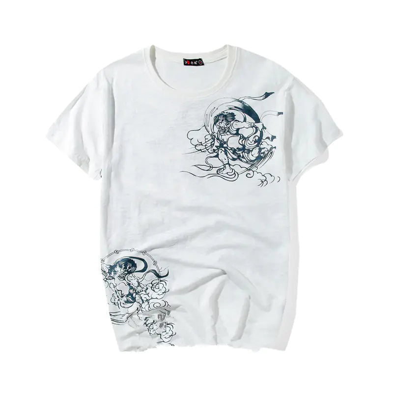 Embroidered Thunder God and Koi Short Sleeve Shirts