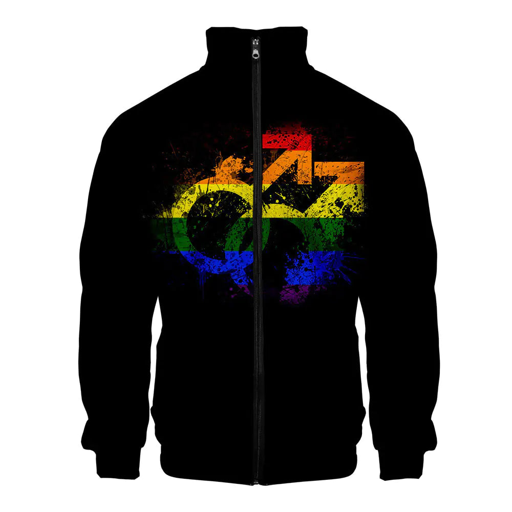 LGBT Casual 3D Digital Zip Hoodie for Men