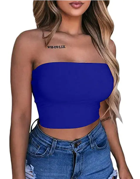 2020 Women's Solid Color Strapless Top Shirt