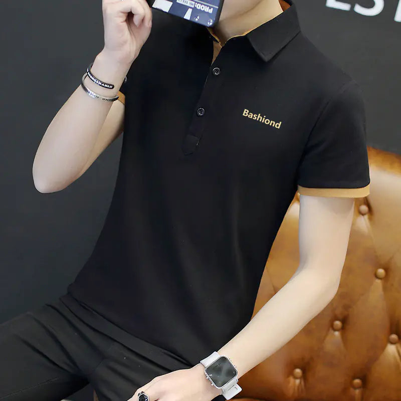 Men's Cotton Polo Shirt - Short Sleeve Trendy Tee