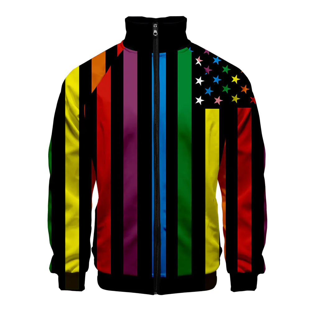 LGBT Casual 3D Digital Zip Hoodie for Men