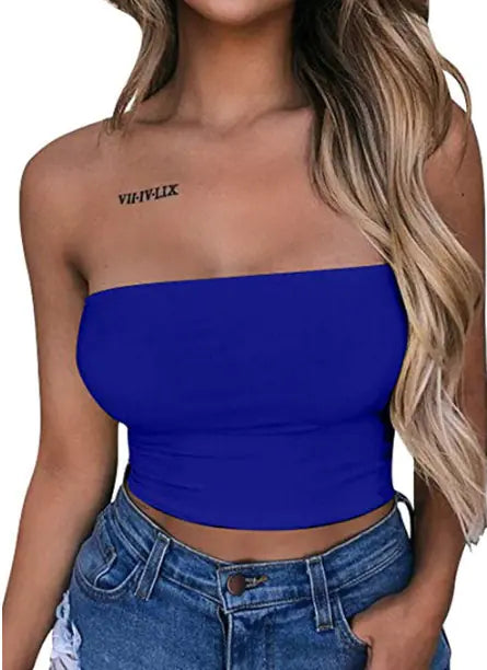 2020 Women's Solid Color Strapless Top Shirt