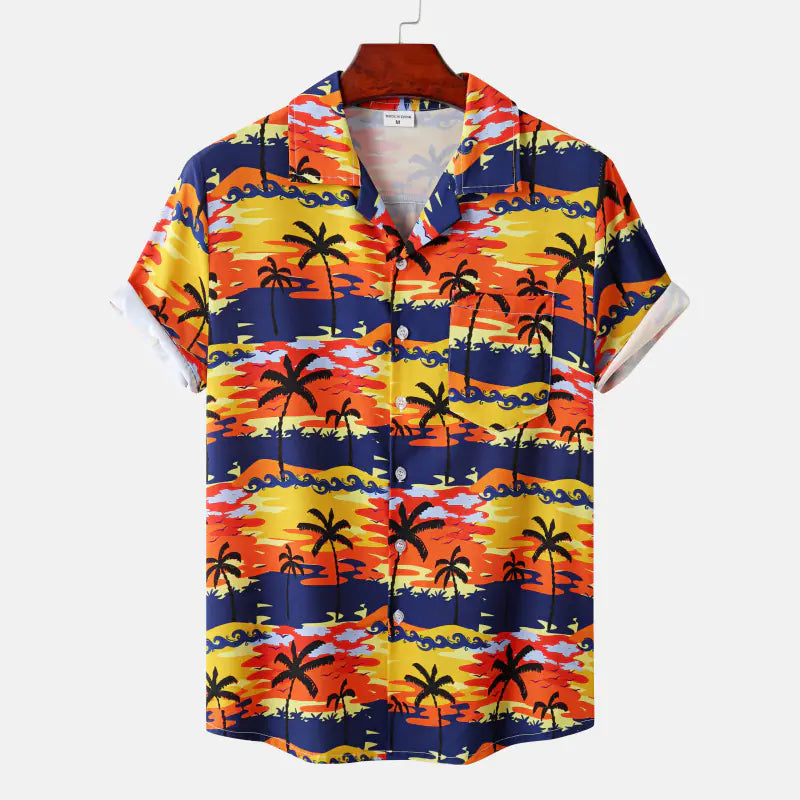 Hawaiian Shrimp Cuban Collar Beach Short Sleeve Shirt