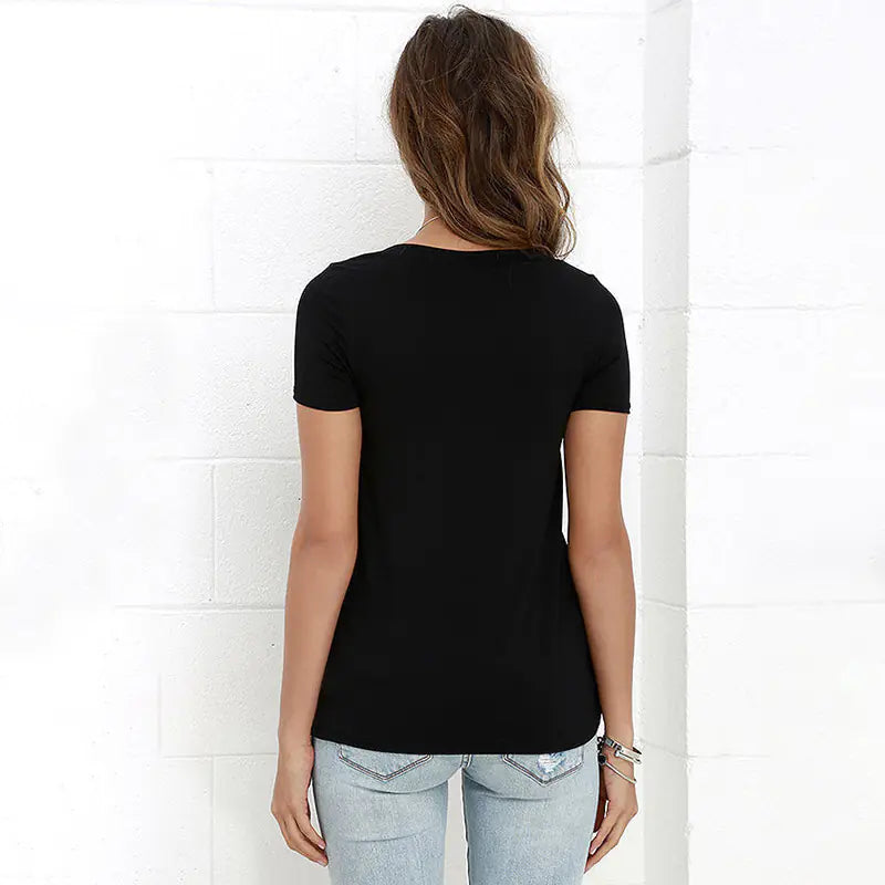 Sexy V-Neck Solid Color Tie T-Shirt Top