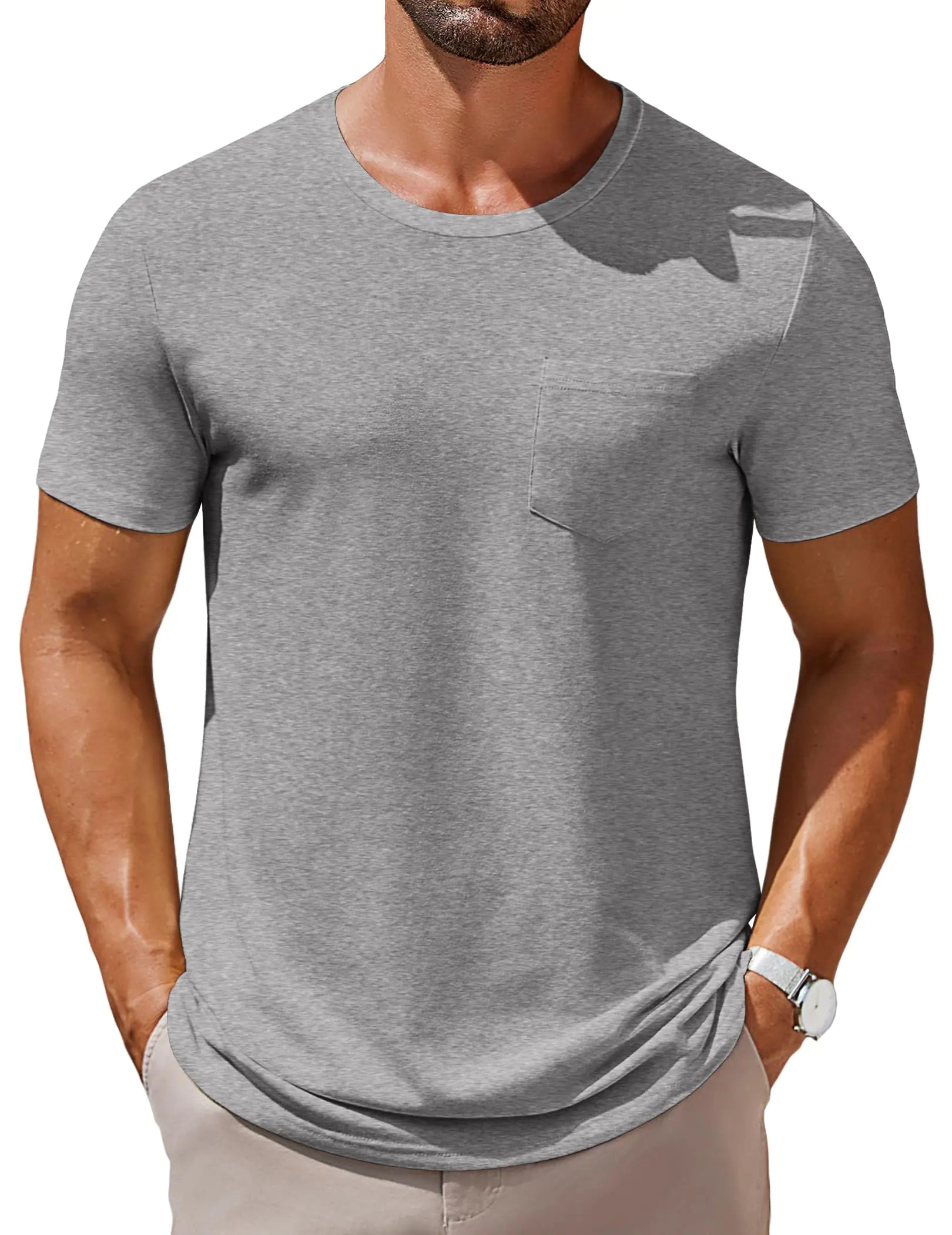 COOFANDY Men's Cotton Crew Neck T-Shirts with Pocket