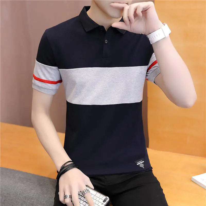 Men's Cotton Polo Shirt - Short Sleeve Trendy Tee