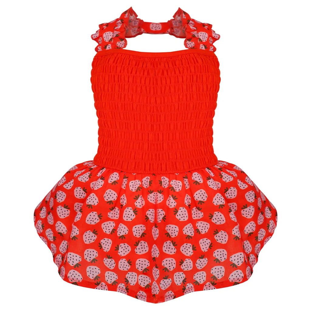KYEESE Dog Dress Halter Skirt Dress Puppy Dress Holiday Dress Strawberry for Small Dogs