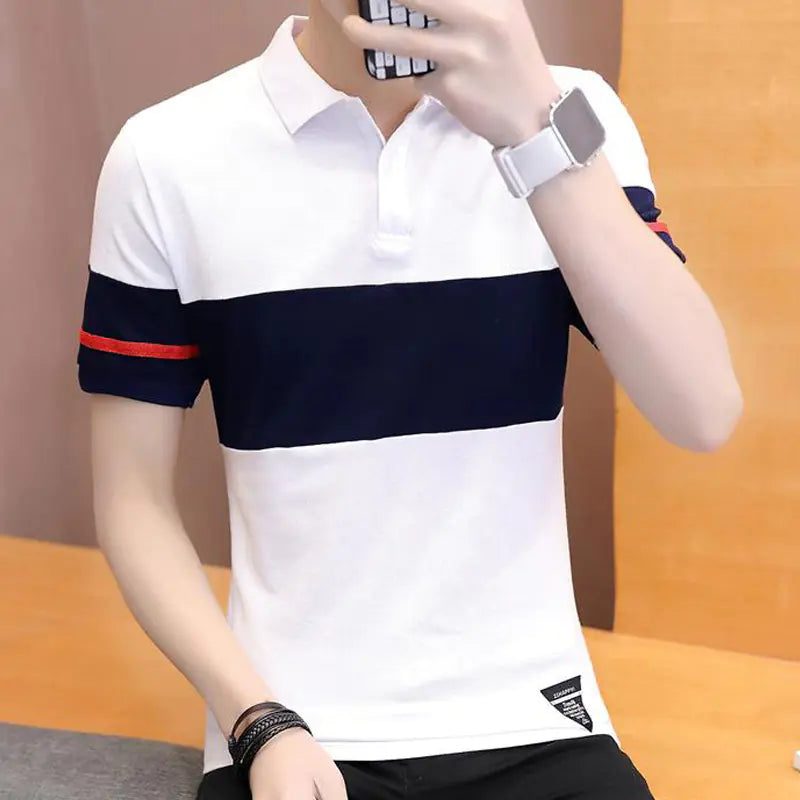 Men's Cotton Polo Shirt - Short Sleeve Trendy Tee